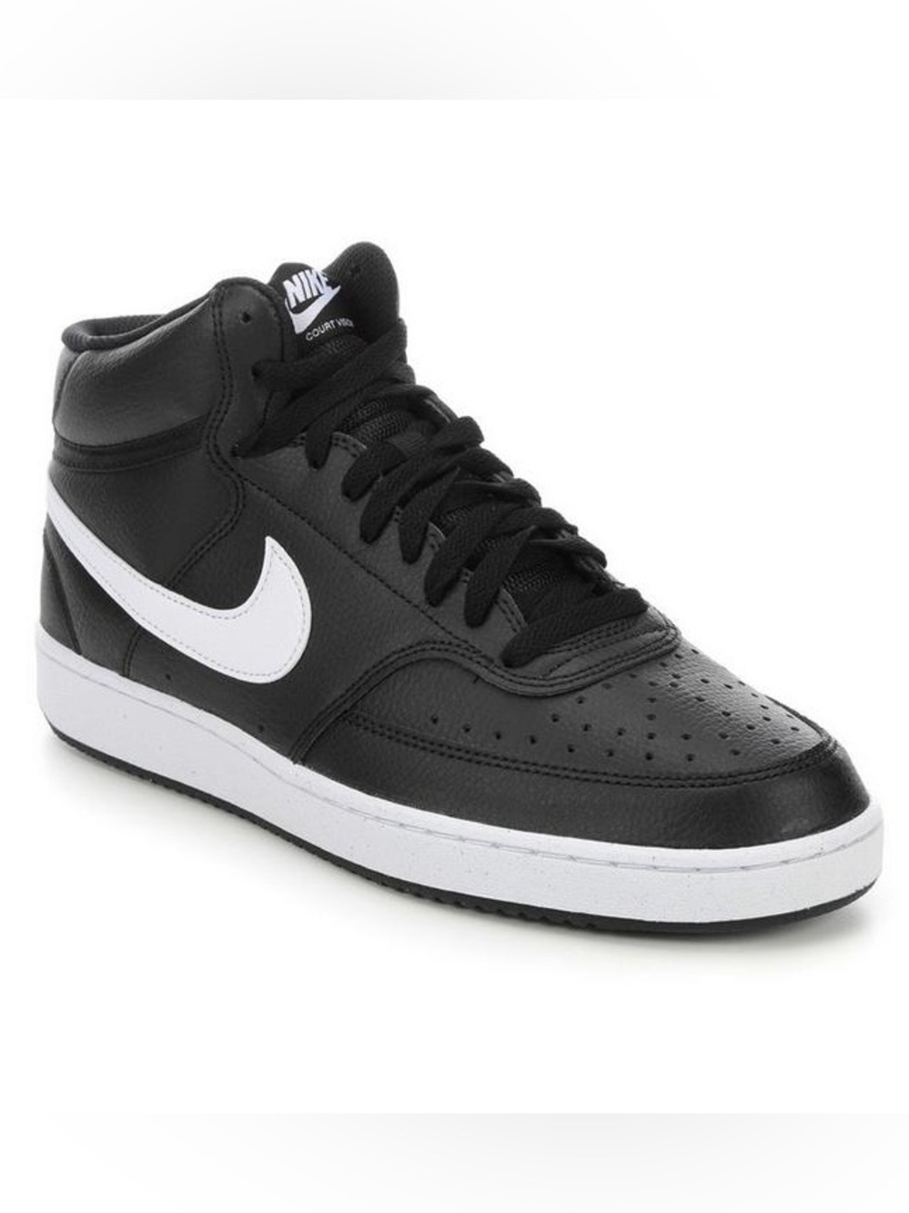 Nike Men’s Black and White Mid-Top Court Vision Sneaker Size 11.5